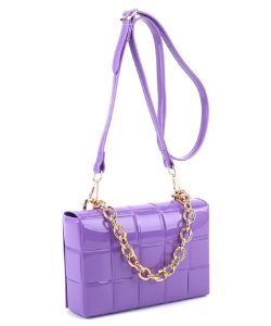 Chain Accent Woven Effect Jelly 2-Way Shoulder Bag Cross Body LCS2888 VIOLET
